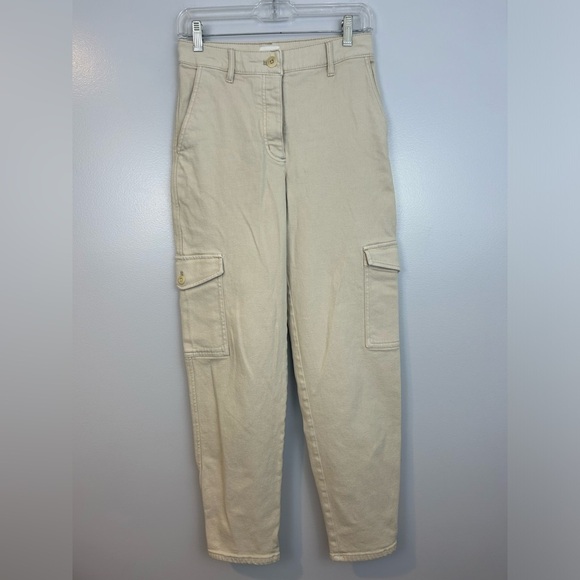 Wilfred Aritzia Cream Modern Cargo Utility Denim Pants Size 4 - Picture 3 of 15